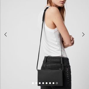 AllSaints FETCH CHAIN LEATHER WALLET CROSSBODY BAG